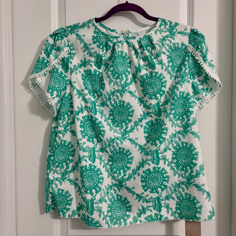 Green and White Emery Rose Blouse (size L)